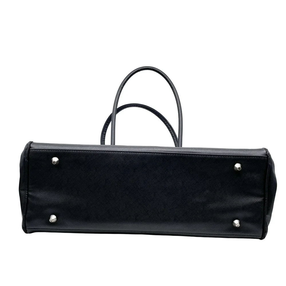 Mary Kay Black Faux Leather Floral Interior Travel‎ Tote Consultant Bag
